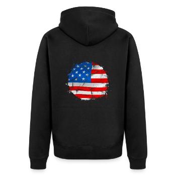 USA Amerika America Flagge Flag - Unisex Premium Bio Zip Hoodie - Schwarz - Hinten - Nico (187cm)