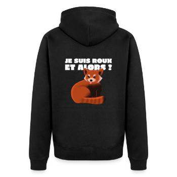 Je suis roux et alors ? (panda roux) - Veste à capuche bio Premium Unisexe - noir - Dos - Nico (187cm)