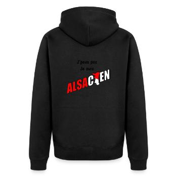 T-shirt humour alsace Jpeux pas jsuis alsacien - Veste à capuche bio Premium Unisexe - noir - Dos - Nico (187cm)