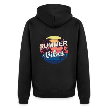 SUMMERVIBES / Summer Vibes - Unisex Premium Organic Zip Hoodie - black - Back - Nico (187cm)