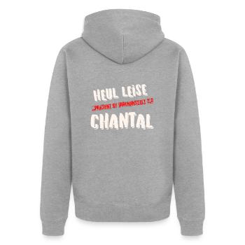 HEUL LEISE CHANTAL - Unisex Premium Bio Zip Hoodie - Grau meliert - Hinten - Nico (187cm)