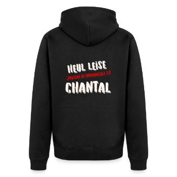 HEUL LEISE CHANTAL - Unisex Premium Bio Zip Hoodie - Schwarz - Hinten - Nico (187cm)