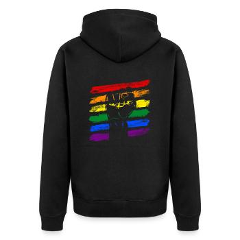 Arc-en-ciel drapeau LGBT Poing - Veste à capuche bio Premium Unisexe - noir - Dos - Nico (187cm)