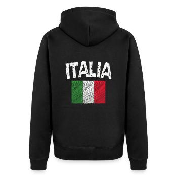Italia - Unisex Premium Organic Zip Hoodie - black - Back - Nico (187cm)