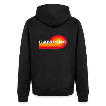 camping - Unisex Premium Organic Zip Hoodie - black - Back - Nico (187cm)