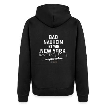 Bad Nauheim - Unisex Premium Bio Zip Hoodie - Schwarz - Hinten - Nico (187cm)