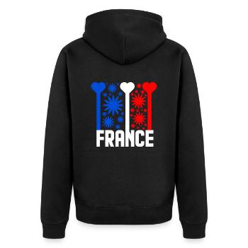 Französische Flagge blau weiß rot - Unisex Premium Bio Zip Hoodie - Schwarz - Hinten - Nico (187cm)