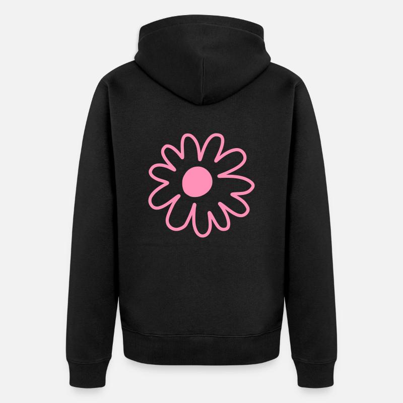 Einfache Blume Gänseblümchen Zeichnung - Unisex Premium Bio Zip Hoodie - Schwarz