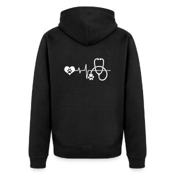 Battement de Coeur vétérinaire -humour veterinaire - Veste à capuche bio Premium Unisexe - noir - Dos - Nico (187cm)