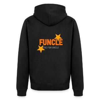 funcle the fun uncle - Unisex Premium Bio Zip Hoodie - Schwarz - Hinten - Nico (187cm)