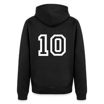10 Collegestyle - Unisex Premium Bio Zip Hoodie - Schwarz - Hinten - Nico (187cm)
