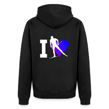 Langlauf Skating Langlauf Herren Damen Langlauf Cl - Unisex Premium Bio Zip Hoodie - Schwarz - Hinten - Nico (187cm)