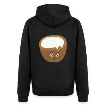 Coconut - Unisex Premium Organic Zip Hoodie - black - Back - Nico (187cm)