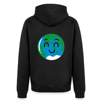 Erde - Unisex Premium Bio Zip Hoodie - Schwarz - Hinten - Nico (187cm)