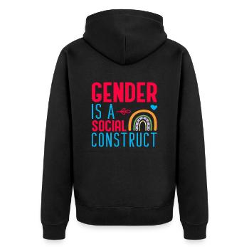 Gender is a Social Construct - Unisex Premium Bio Zip Hoodie - Schwarz - Hinten - Nico (187cm)