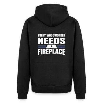carpentry logging construction carpenter - Unisex Premium Bio Zip Hoodie - Schwarz - Hinten - Nico (187cm)