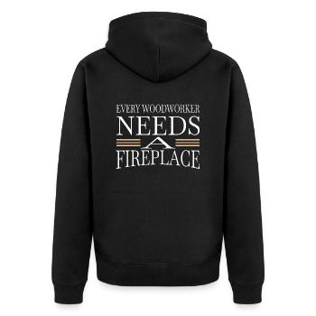 wood arboriculturist union carpenter tshirts - Unisex Premium Bio Zip Hoodie - Schwarz - Hinten - Nico (187cm)