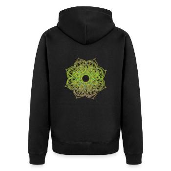 Mandala - Unisex Premium Bio Zip Hoodie - Schwarz - Hinten - Nico (187cm)
