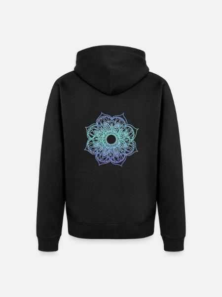 Mandala weiß - Unisex Premium Bio Zip Hoodie - Schwarz