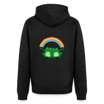 Gay Frogs T#01 - Unisex Premium Bio Zip Hoodie - Schwarz - Hinten - Nico (187cm)