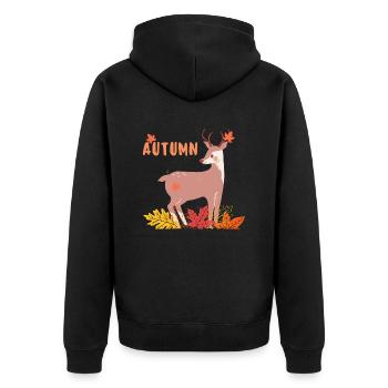 Leaf Autumn Tree Orange Fall Leaves Season - Unisex Premium Organic Zip Hoodie - black - Back - Nico (187cm)