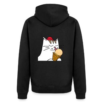 Chat avec crème glacée - Veste à capuche bio Premium Unisexe - noir - Dos - Nico (187cm)