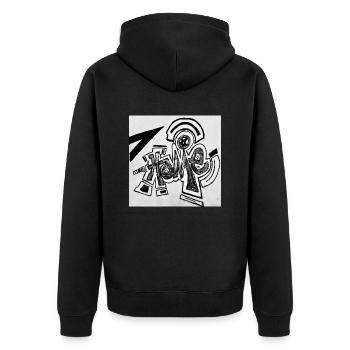 Hame | - Unisex Premium Bio Zip Hoodie - Schwarz - Hinten - Nico (187cm)