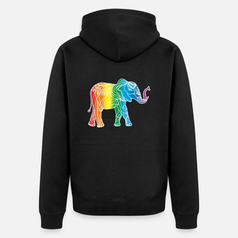 Elefant - Unisex Premium Bio Zip Hoodie - Schwarz