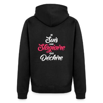 je suis une stagiaire qui déchire - Veste à capuche bio Premium Unisexe - noir - Dos - Nico (187cm)