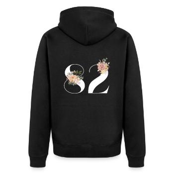 Blumen zum 82. Jahrestag (Geschenk von 82 Jahren) - Unisex Premium Bio Zip Hoodie - Schwarz - Hinten - Nico (187cm)