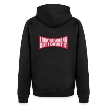 I may be wrong - Unisex Premium Organic Zip Hoodie - black - Back - Nico (187cm)