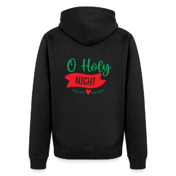Holly Night - Weihnachtsfeier - Unisex Premium Bio Zip Hoodie - Schwarz - Hinten - Nico (187cm)