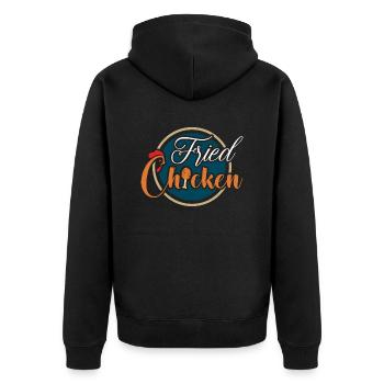 Fried Chicken frittiertes Fett Hühnchen Hähnchen - Unisex Premium Bio Zip Hoodie - Schwarz - Hinten - Nico (187cm)