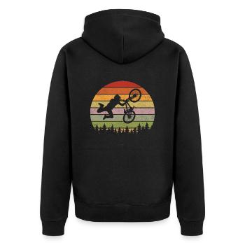 BMX Retro Cycling Gift Bike Vintage - Unisex Premium Organic Zip Hoodie - black - Back - Nico (187cm)