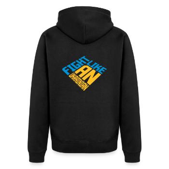 se battre comme citation des ukrainiens - Veste à capuche bio Premium Unisexe - noir - Dos - Nico (187cm)