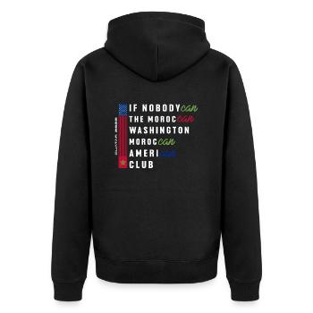 IF NOBODYCAN THE MOROCCAN WASHIGTON MORROCAN - Unisex Premium Organic Zip Hoodie - black - Back - Nico (187cm)