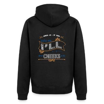 alien ass hoodies and sweatshirts abduction - Unisex Premium Bio Zip Hoodie - Schwarz - Hinten - Nico (187cm)