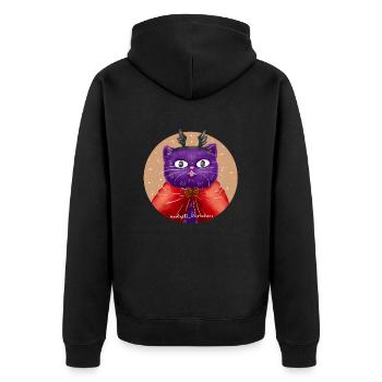 Vampire Cat - Unisex Premium Organic Zip Hoodie - black - Back - Nico (187cm)