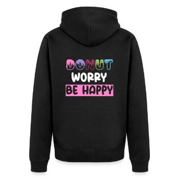 Donut worry be happy donut cool gifts sweet food - Veste à capuche bio Premium Unisexe - noir - Dos - Nico (187cm)