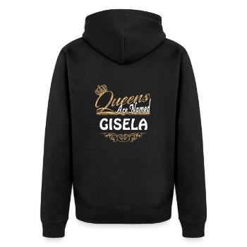 Queens Are Named Gisela Lustiges Geschenk - Unisex Premium Bio Zip Hoodie - Schwarz - Hinten - Nico (187cm)