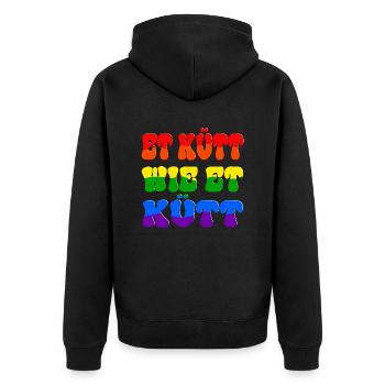 Kölner Et Kütt Wie Et Kütt Köln Dialekt - Unisex Premium Bio Zip Hoodie - Schwarz - Hinten - Nico (187cm)
