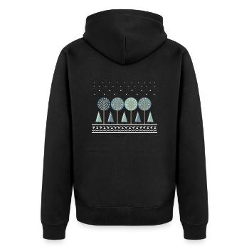 Verschneiter Wald - Unisex Premium Bio Zip Hoodie - Schwarz - Hinten - Nico (187cm)