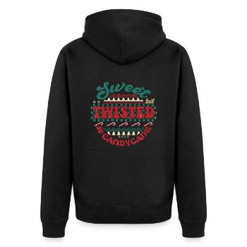 Sweet but twisted - Unisex Premium Organic Zip Hoodie - black - Back - Nico (187cm)