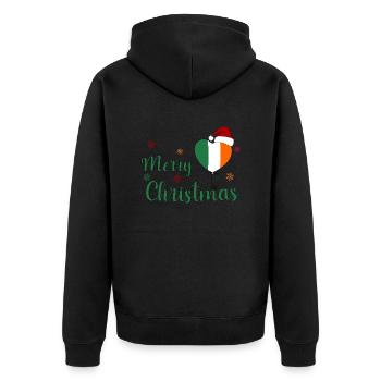 Merry Christmas Irland - Unisex Premium Bio Zip Hoodie - Schwarz - Hinten - Nico (187cm)