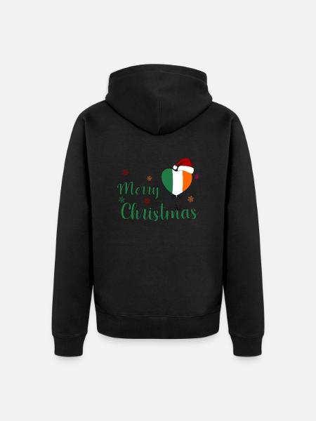 Merry Christmas Ireland - Unisex Premium Organic Zip Hoodie - black