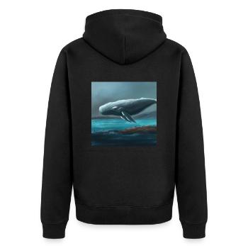 Whale floating in the sky - Unisex Premium Organic Zip Hoodie - black - Back - Nico (187cm)