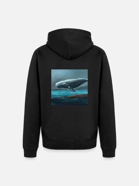 Whale floating in the sky - Unisex Premium Organic Zip Hoodie - black
