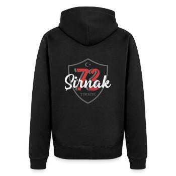 Sirnak - Unisex Premium Bio Zip Hoodie - Schwarz - Hinten - Nico (187cm)