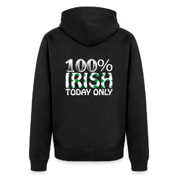 100% Irish today only - Unisex Premium Bio Zip Hoodie - Schwarz - Hinten - Nico (187cm)