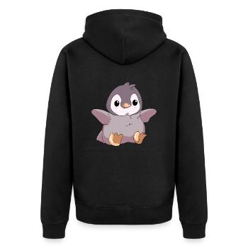 Kleiner süßer glücklicher Pinguin - Unisex Premium Bio Zip Hoodie - Schwarz - Hinten - Nico (187cm)